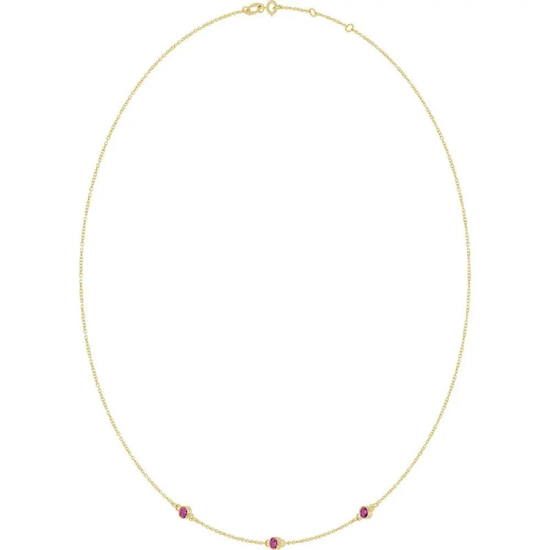 Ricochet sur Luzège, Rose Gold Pink Tourmaline Station Necklace