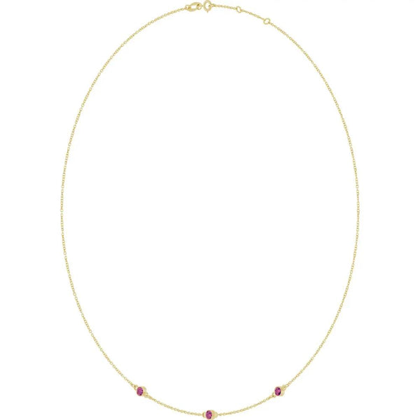 Ricochet sur Luzège, Rose Gold Pink Tourmaline Station Necklace