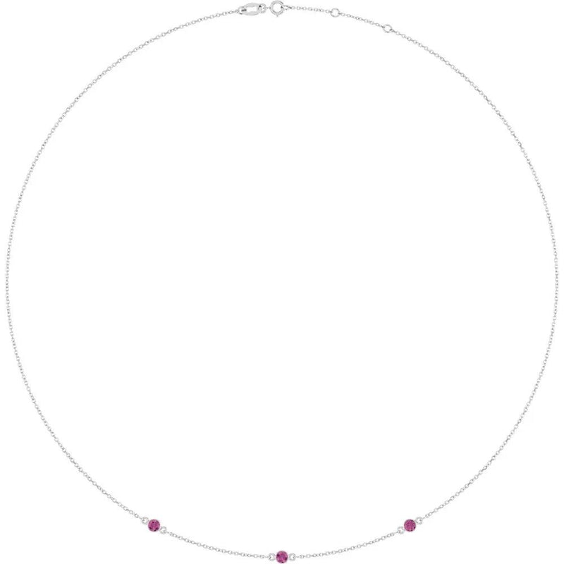Ricochet sur Luzège, Rose Gold Pink Tourmaline Station Necklace