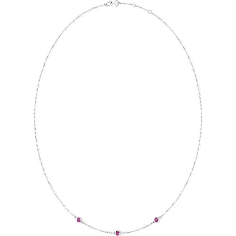 Ricochet sur Luzège, Rose Gold Pink Tourmaline Station Necklace