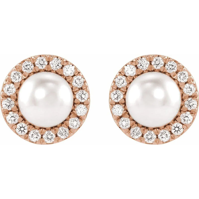 L'Aube de Deauville, Akoya Pearl Diamond Halo Earrings