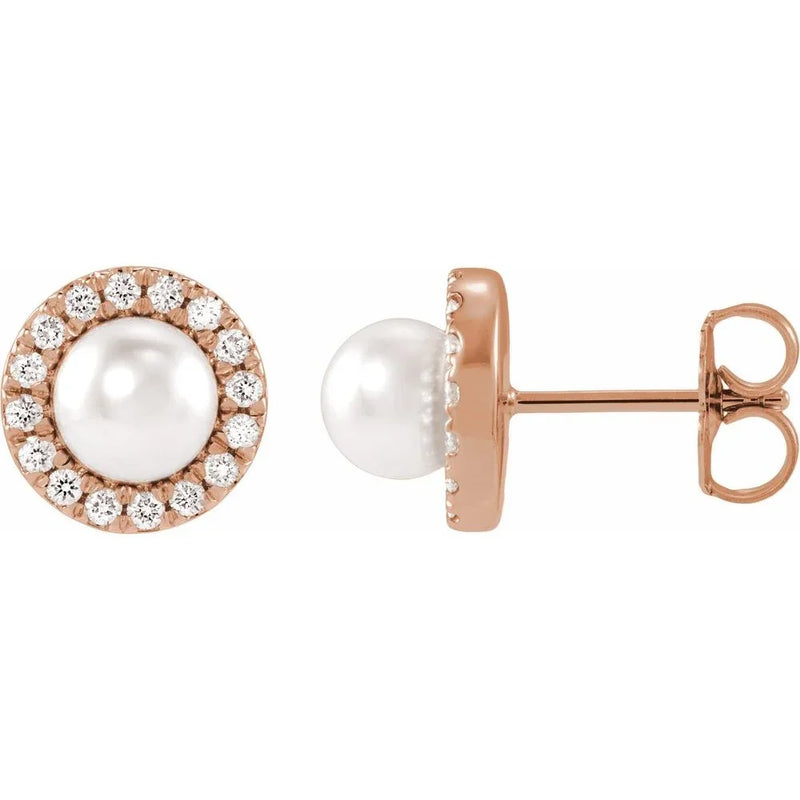 L'Aube de Deauville, Akoya Pearl Diamond Halo Earrings