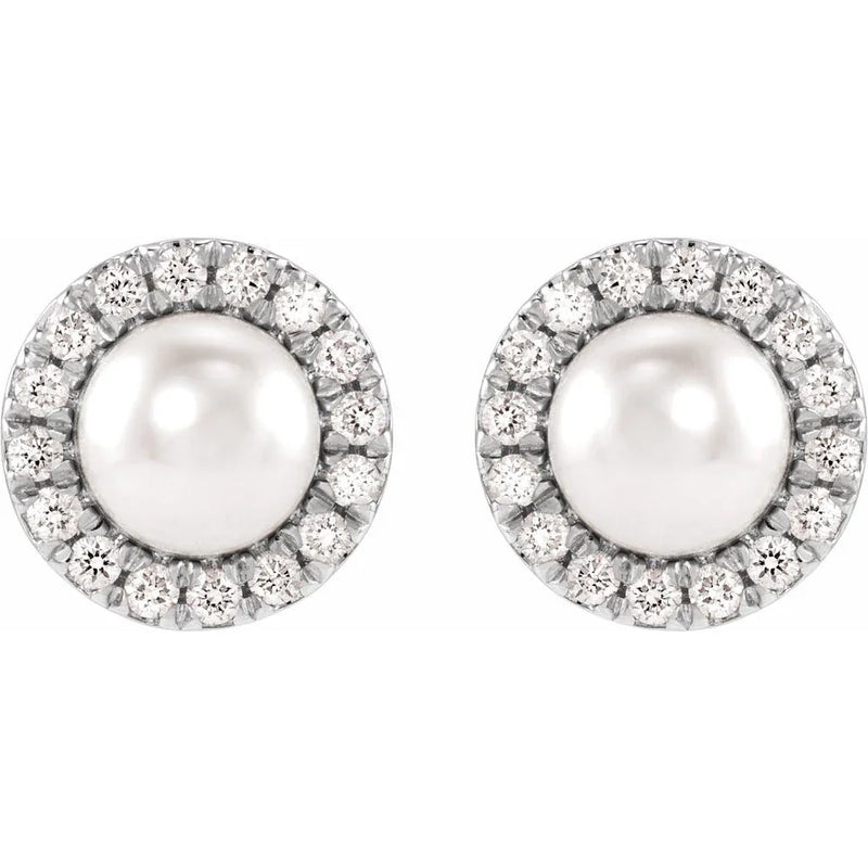 L'Aube de Deauville, Akoya Pearl Diamond Halo Earrings