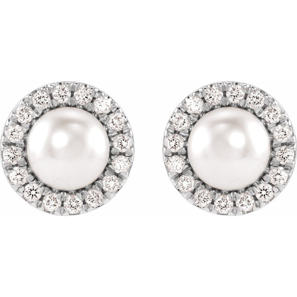 L'Aube de Deauville, Akoya Pearl Diamond Halo Earrings