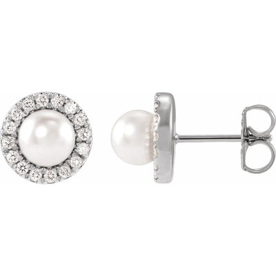 L'Aube de Deauville, Akoya Pearl Diamond Halo Earrings