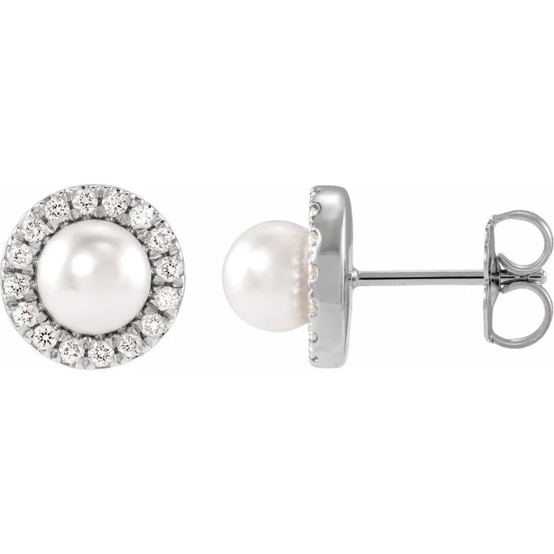 L'Aube de Deauville, Akoya Pearl Diamond Halo Earrings