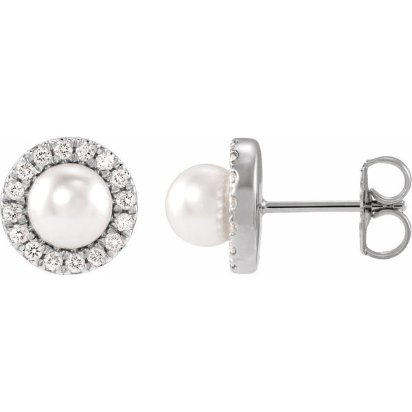 L'Aube de Deauville, Akoya Pearl Diamond Halo Earrings