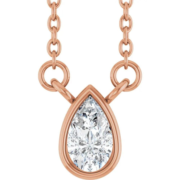 Gouts de Dordogne, Lab-Grown Diamond Pear Solitaire Necklace