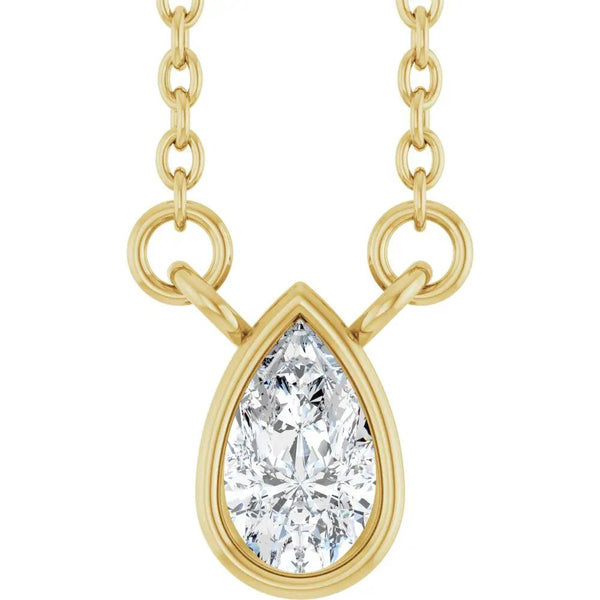 Gouts de Dordogne, Lab-Grown Diamond Pear Solitaire Necklace