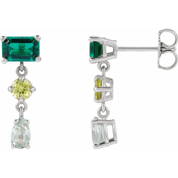 Cascade de Fontainebleau, Emerald & Peridot Dangle Earrings