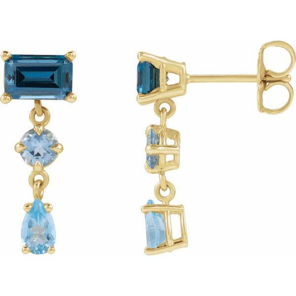 Écho d'Azur, London Blue Topaz & Aquamarine Dangle Earrings