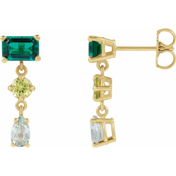 Cascade de Fontainebleau, Emerald & Peridot Dangle Earrings