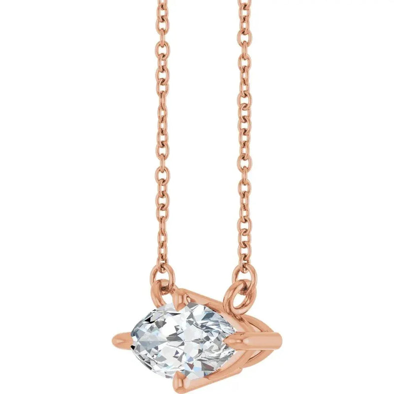 14K Rose Gold Lab-Grown Diamond 1 Carat Solitaire Necklace 18in