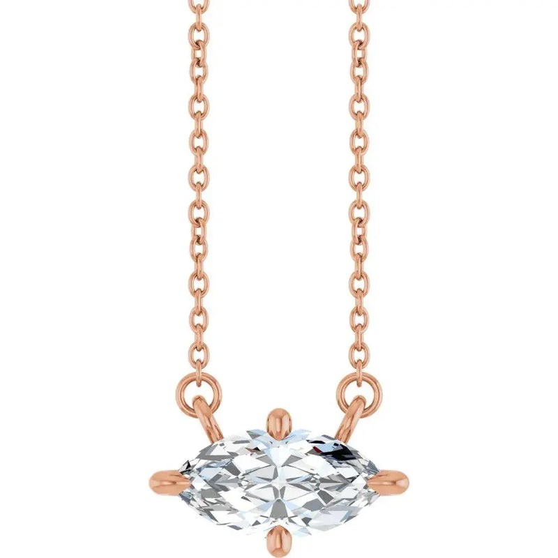 14K Rose Gold Lab-Grown Diamond 1 Carat Solitaire Necklace 18in