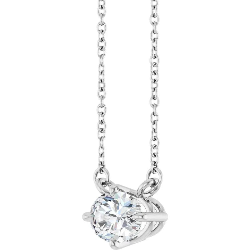 14K White Gold 3/4 CT Lab-Grown Diamond Solitaire 18" Necklace