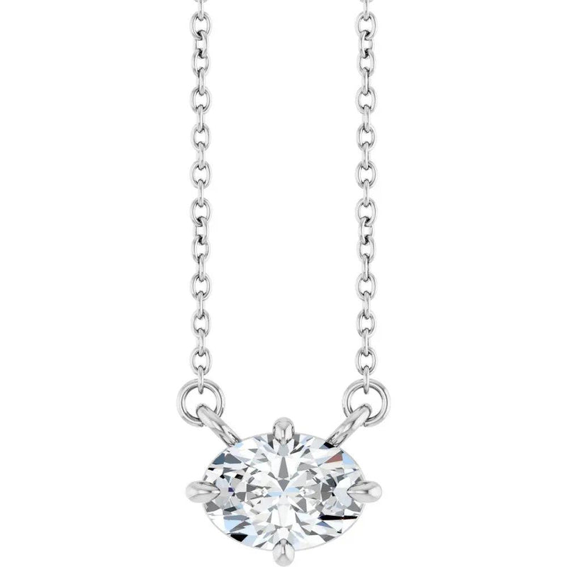 14K White Gold 3/4 CT Lab-Grown Diamond Solitaire 18" Necklace