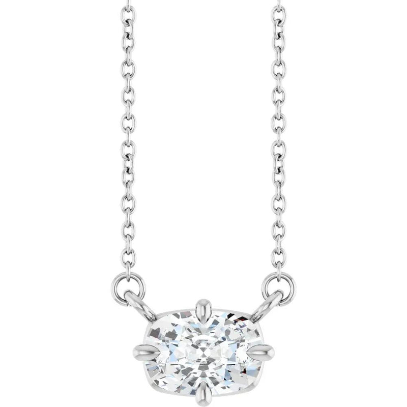 14K White Gold 1 CT Lab-Grown Diamond Solitaire 18" Necklace