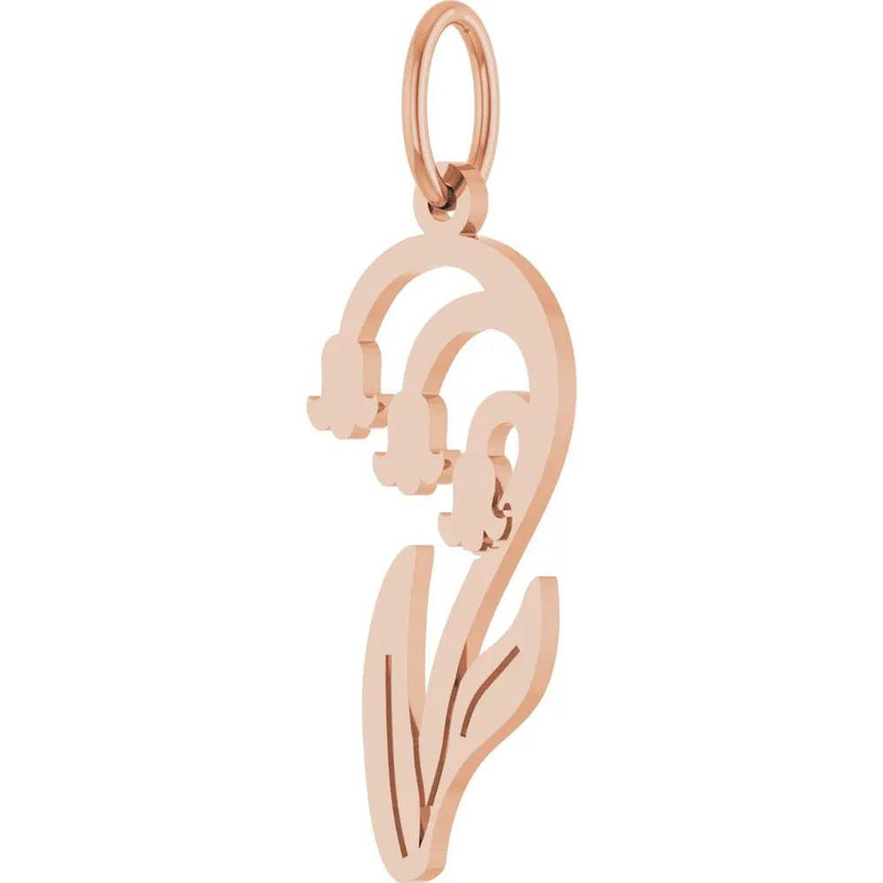 Muguet de la Rosée, Gold Lily of the Valley May Birth Flower Pendant