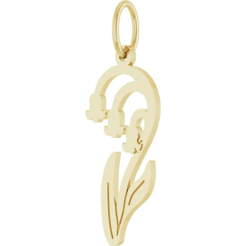 Muguet de la Rosée, Gold Lily of the Valley May Birth Flower Pendant