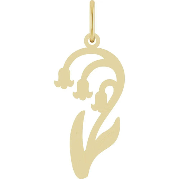 Muguet de la Rosée, Gold Lily of the Valley May Birth Flower Pendant