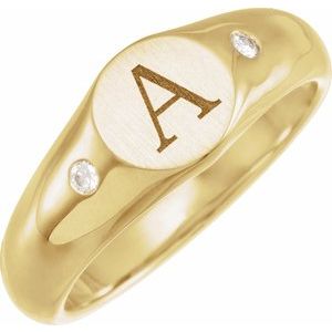 Signet Ring with Natural Diamonds