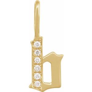 Natural Diamond Gothic Initial Charm Pendant