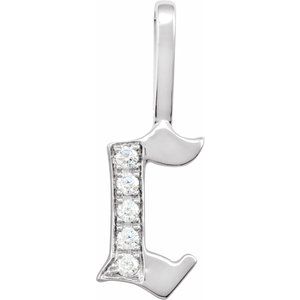 Natural Diamond Gothic Initial Charm Pendant