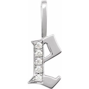 Natural Diamond Gothic Initial Charm Pendant