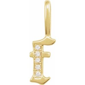 Natural Diamond Gothic Initial Charm Pendant