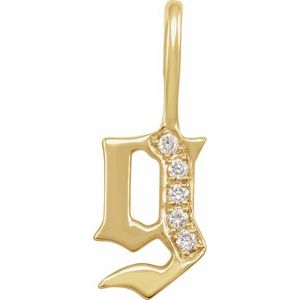 Natural Diamond Gothic Initial Charm Pendant