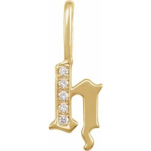 Natural Diamond Gothic Initial Charm Pendant
