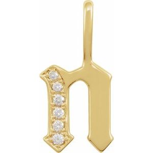Natural Diamond Gothic Initial Charm Pendant