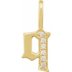Natural Diamond Gothic Initial Charm Pendant