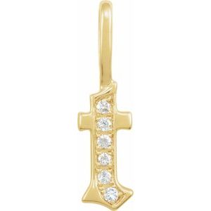 Natural Diamond Gothic Initial Charm Pendant