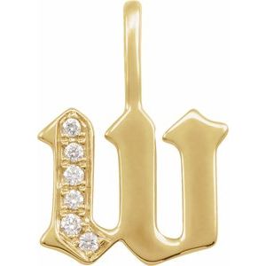 Natural Diamond Gothic Initial Charm Pendant