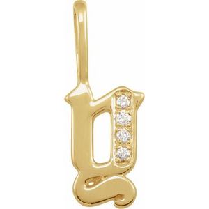 Natural Diamond Gothic Initial Charm Pendant