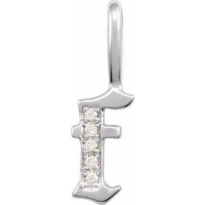 Natural Diamond Gothic Initial Charm Pendant