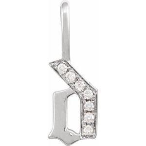 Natural Diamond Gothic Initial Charm Pendant