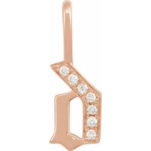 Natural Diamond Gothic Initial Charm Pendant