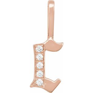 Natural Diamond Gothic Initial Charm Pendant