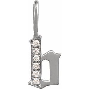 Natural Diamond Gothic Initial Charm Pendant