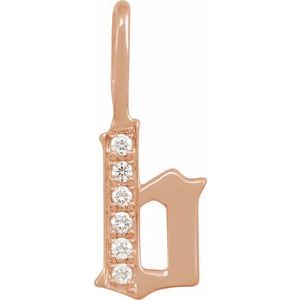 Natural Diamond Gothic Initial Charm Pendant