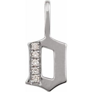 Natural Diamond Gothic Initial Charm Pendant