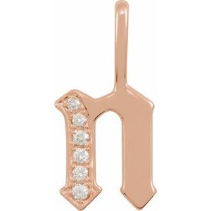 Natural Diamond Gothic Initial Charm Pendant