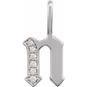 Natural Diamond Gothic Initial Charm Pendant