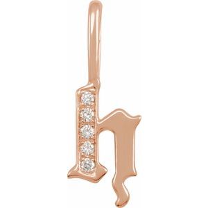 Natural Diamond Gothic Initial Charm Pendant