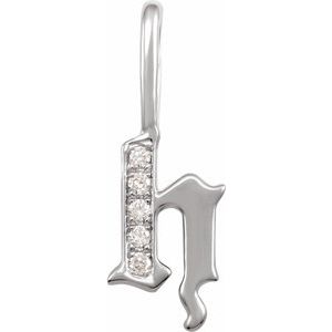 Natural Diamond Gothic Initial Charm Pendant