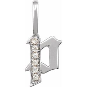 Natural Diamond Gothic Initial Charm Pendant