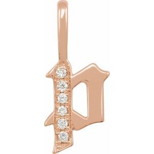 Natural Diamond Gothic Initial Charm Pendant