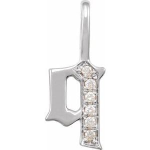 Natural Diamond Gothic Initial Charm Pendant